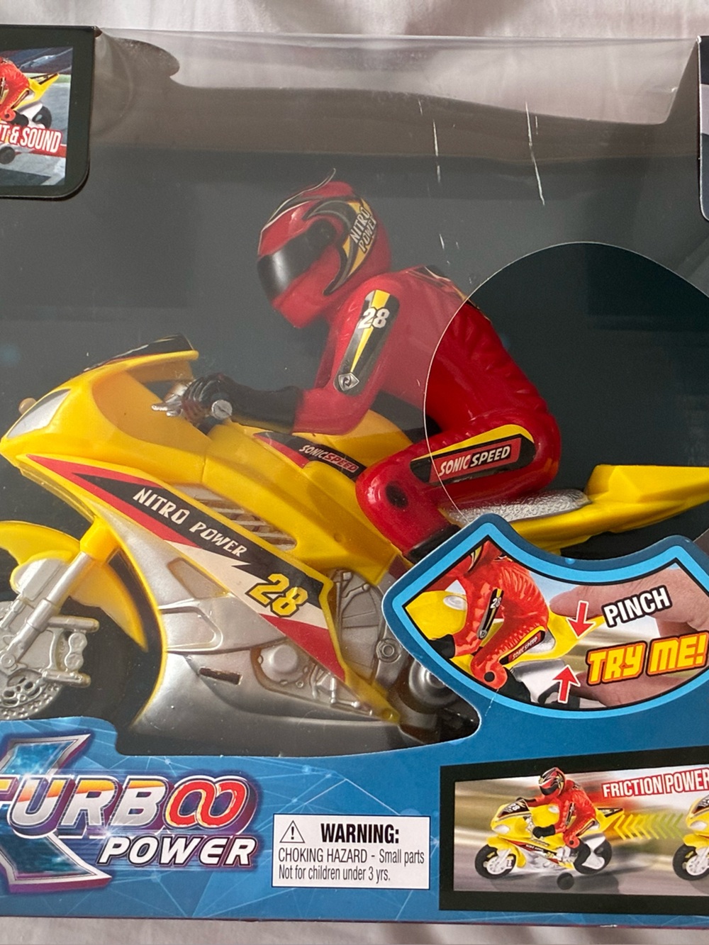 Turbo Power Nitro Motorcycle Toy - Yellow & Red